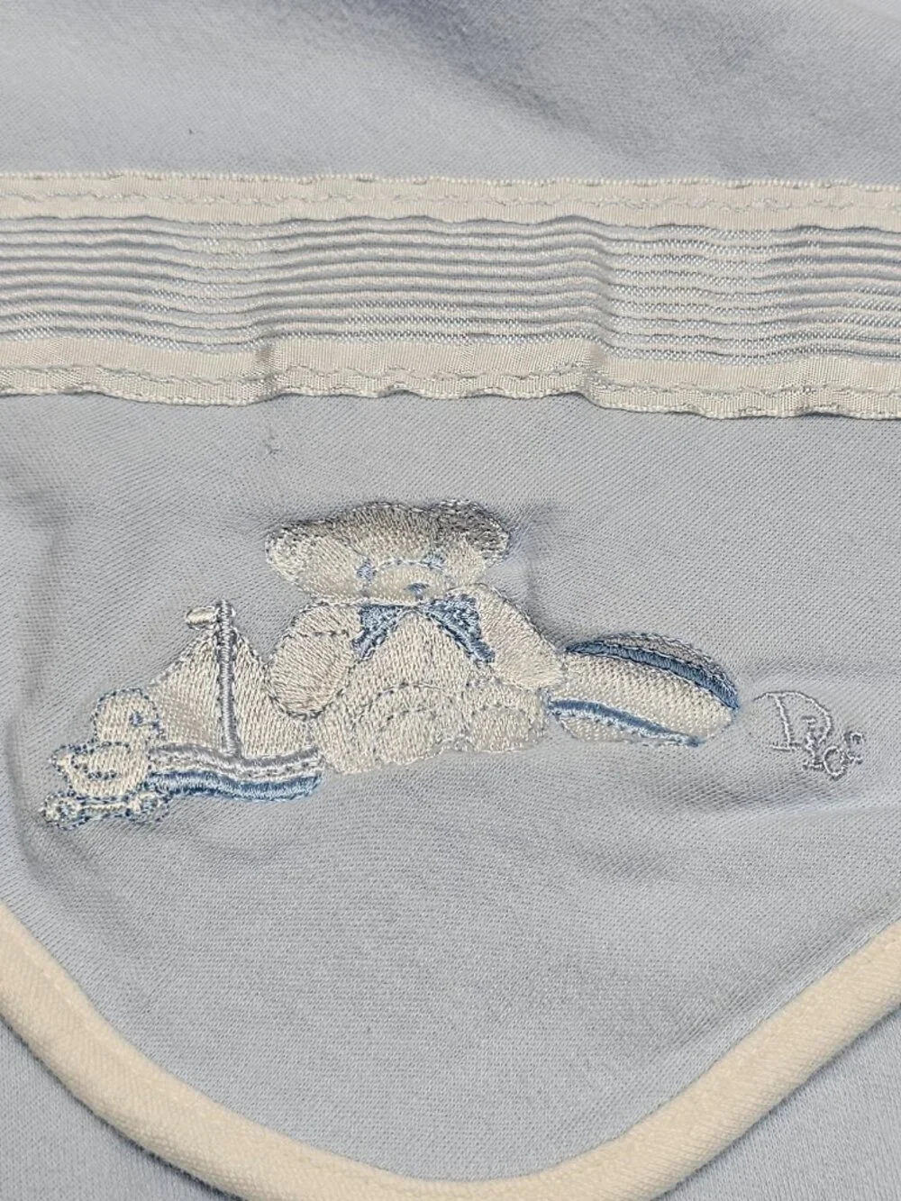 Blue Baby Boy Dior Lovey Blanket Bear Sailboat Duck Ball Embroidered Cotton